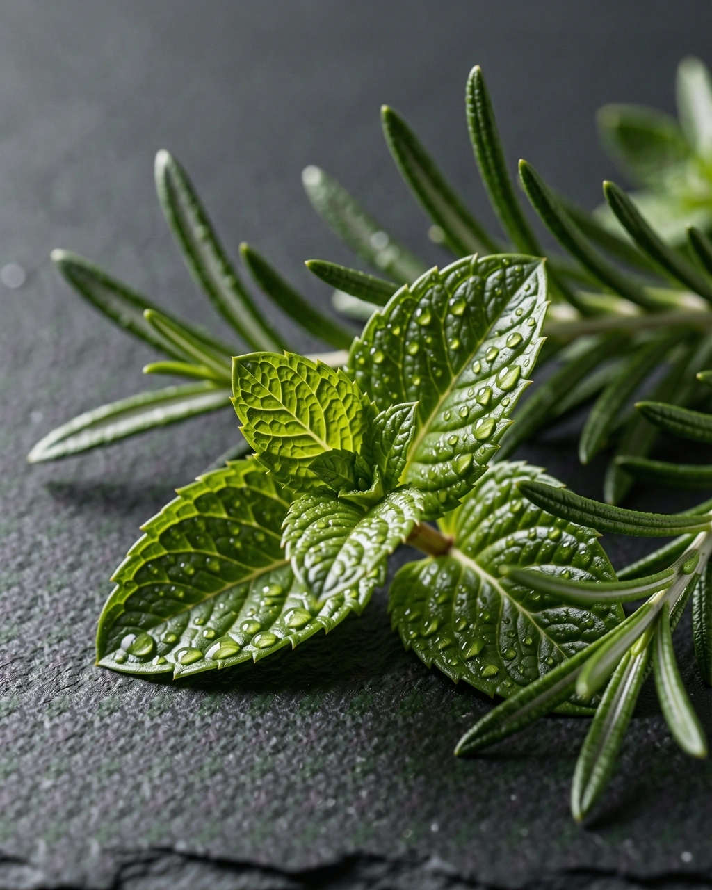 Macro textures d'herbes aromatiques fraîches